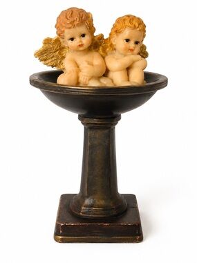 Angel Babies Cherubs Sitting in a Pedestal Figurine